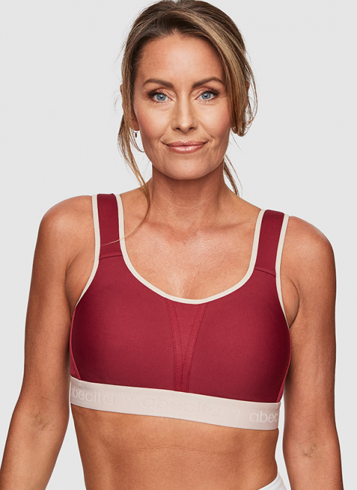Kimberly Soft Sports Bra, Deep Red/Beige in the group WOMEN / Collections / Kimberly at Underwear Sweden AB (144003-5920)