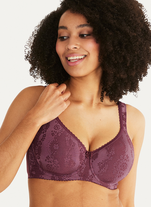 Adamo Basic Padded Wired bra, Plum in the group Bra / Wired bra / Bra with soft underwire at Underwear Sweden AB (17570-5800)