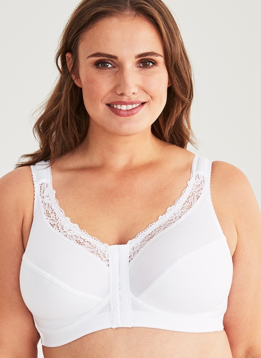 Maj Front Fastening Soft bra, White in the group Bra / Cotton bra at Underwear Sweden AB (10040-1000)