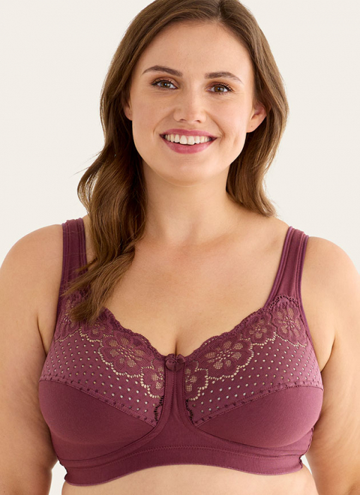 Cotton Bloom Soft bra, Plum in the group WOMEN / Collections / Cotton Bloom at Underwear Sweden AB (10310-5800)