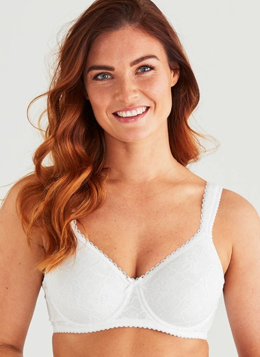 Lace Shape Wired bra, White in the group Bra / Wired bra / Bra with soft underwire at Underwear Sweden AB (10840-1000)