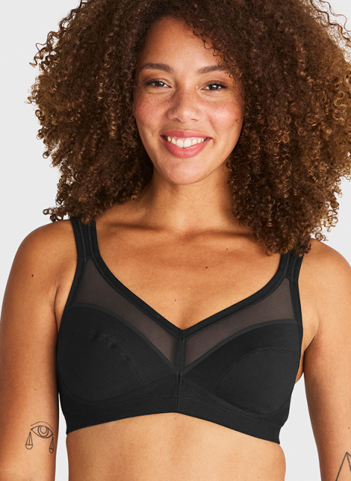 Fairtrade Net Cotton Soft bra, Black in the group WOMEN / Collections /  at Underwear Sweden AB (17160-9000)