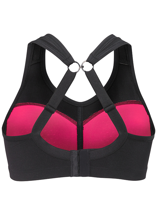 Conquer Sports bra, Black/Raspberry