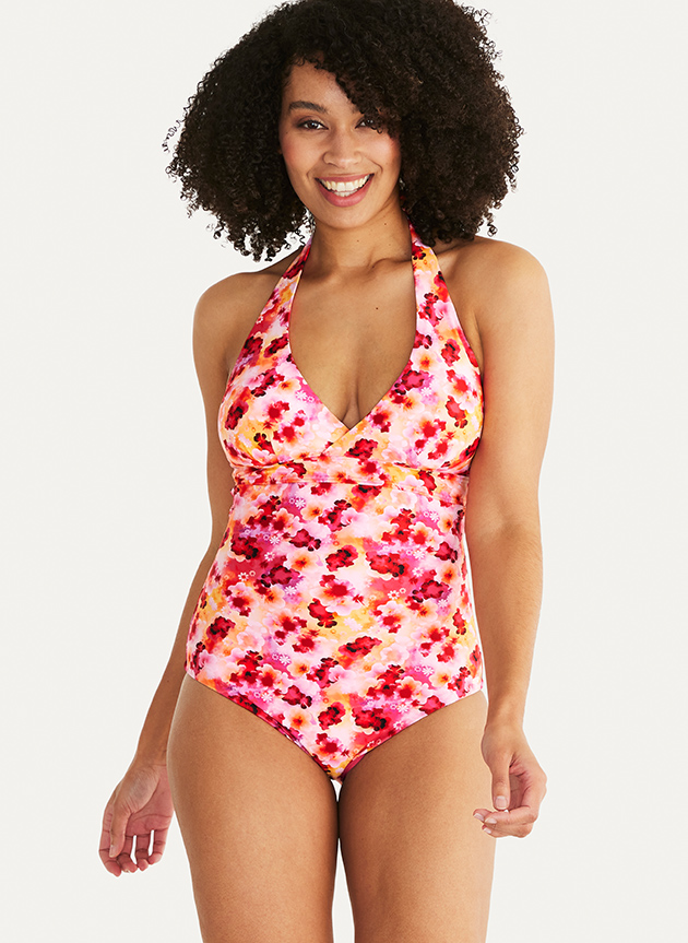 Haiti Halterneck Swimsuit, Pink Crush