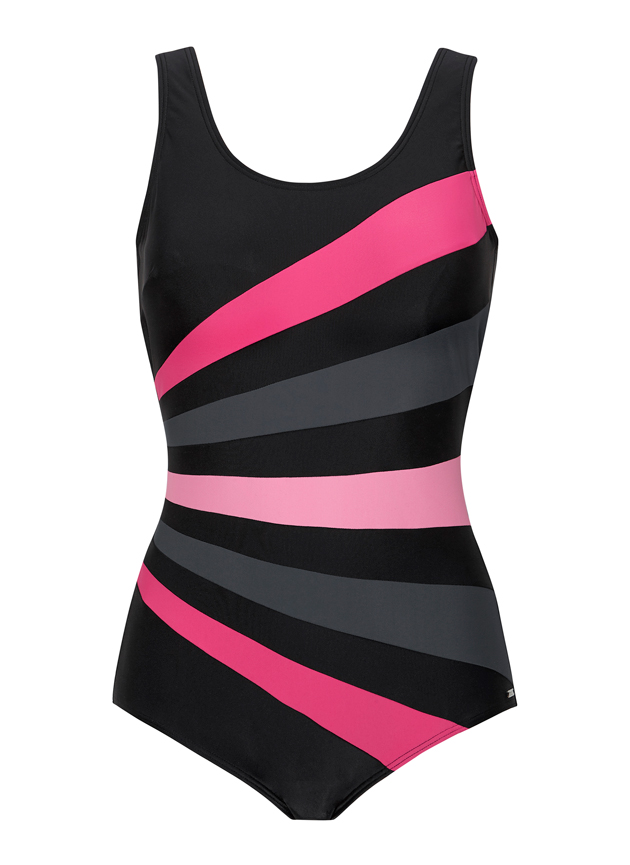 Action Swimsuit, Black/Pink 