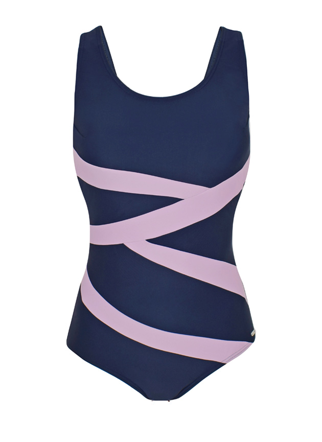 Twist swimsuit, Navy/pink