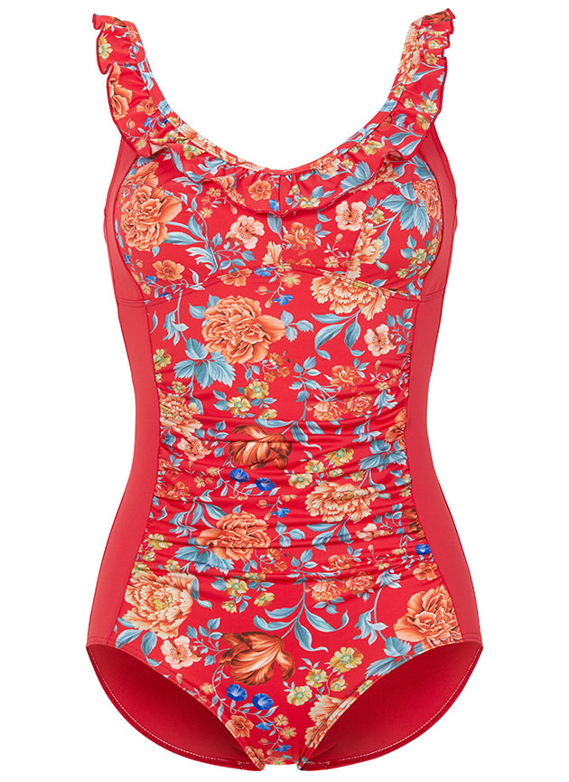  Floral Garden Swimsuit Red